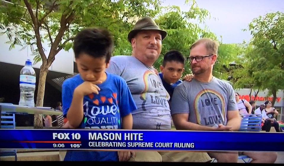 Mason Hite and Christopher Devine with their children